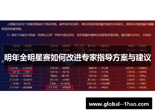 明年全明星赛如何改进专家指导方案与建议